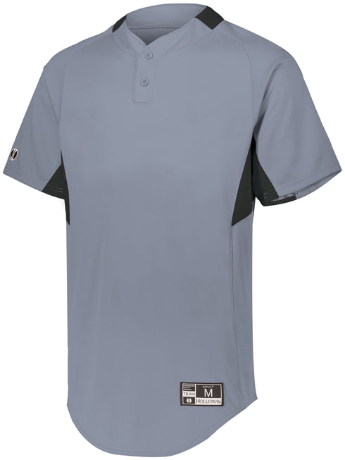 Holloway Youth Game7 Two-Button Baseball Jersey (221224), Color 'Blue Grey/Black'